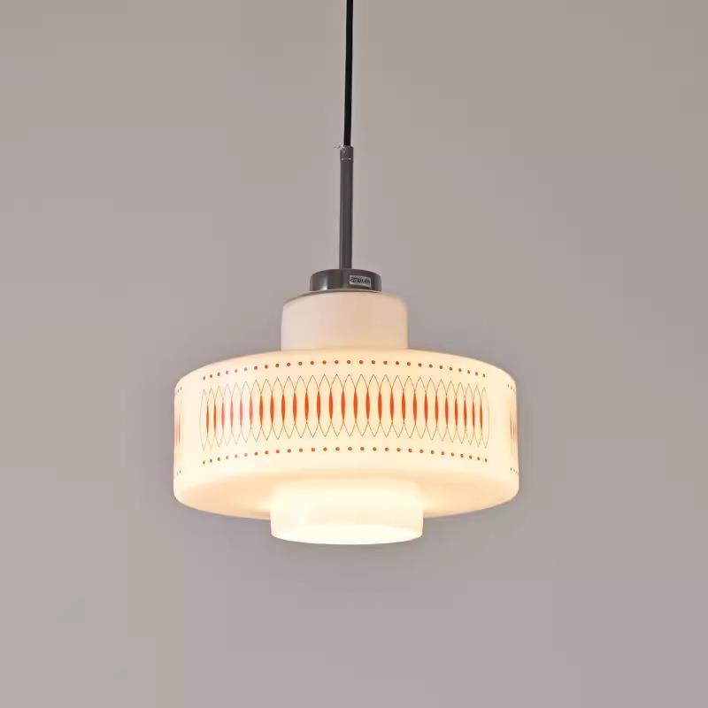 中古玻璃吊灯烤花简约复古法式创意吧台新款艺术餐厅卧室楼梯吊灯