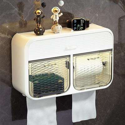 干湿分离卫生间纸盒厕纸盒洗手间厕纸置物架厕所壁挂式抽纸卷纸筒