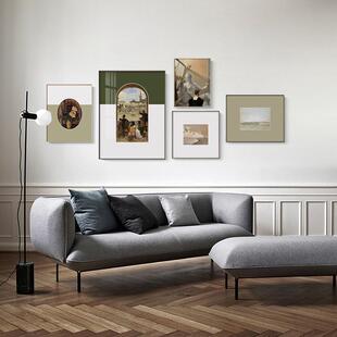 北欧简约客厅沙发组合装饰画欧式复古宫殿壁画名宿原木风餐厅挂画