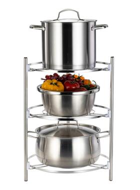 UG73厨房锅架多层放锅的架子家用多功能三角收纳架置圆形不锈钢置