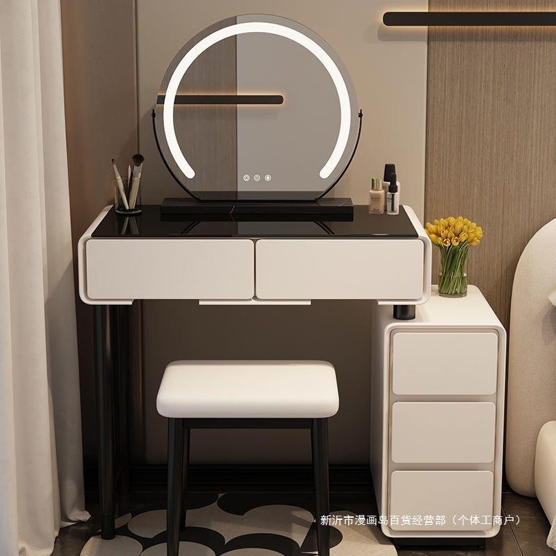2025新款卧室梳妆台床头柜真岩板一体化妆桌现代简约小户型化妆台