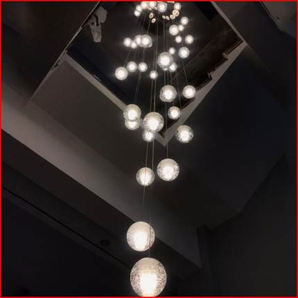 水晶球形楼梯吊灯现代简约loft公寓别墅复式楼旋转楼梯间长吊灯