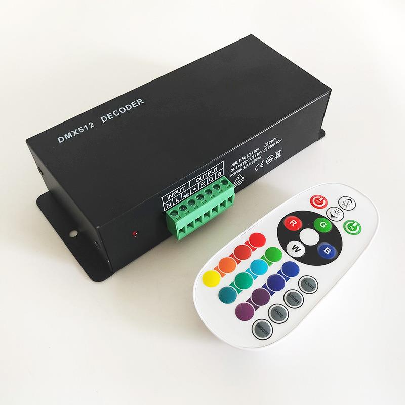 220V 110V 高压LED灯条DMX512同频解码控制器 远距24键RF射频遥控