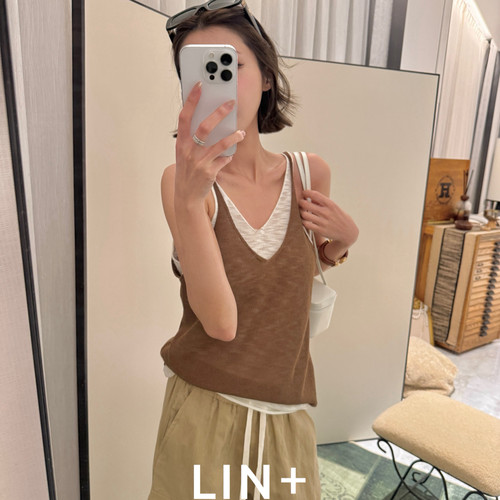 LIN+  -夏上新～清爽吊带透气度假假两件法式背心ZO176