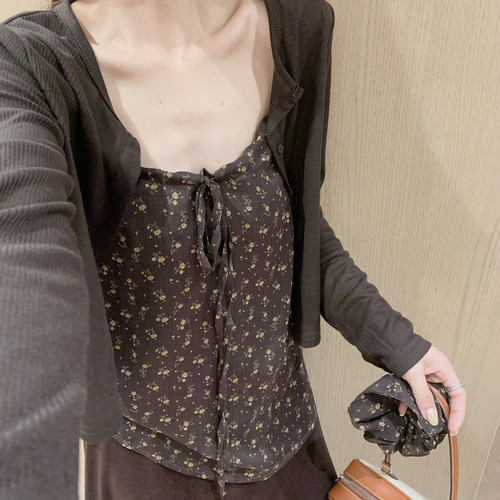 拿铁-+简约百搭宽松开衫两件套套装(配发圈)(不含下装)98626-A118