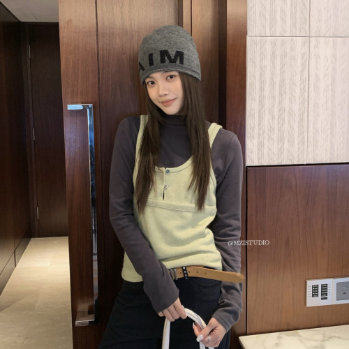 MZI STUDIO-计背心+净版软糯长袖上衣2件套套装(只卖套装)13621#