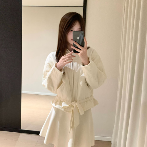 poisooo-绳绑带小翻领保暖棉服外套）(单卖棉服)PSY88113