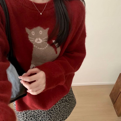 TOMORROW-羊毛抢售完不补浣熊绒小猫套头保暖毛衣（含27.9绵羊毛