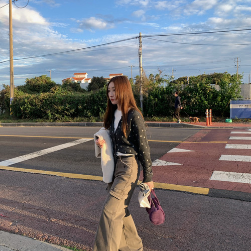 FIFTEEN-新高腰设计风多口袋加绒工装裤(配腰带)(不含上衣)60118