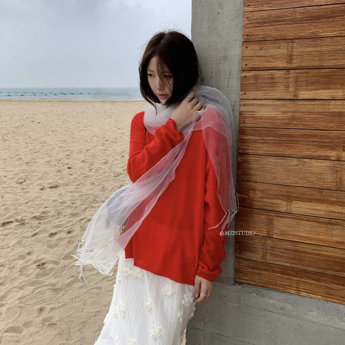 MZI STUDIO-一体无缝舒适细腻松弛感套头毛衣(含5马海毛)119581#