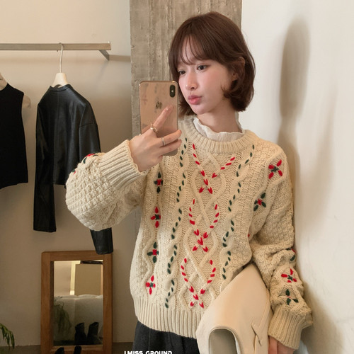 IMISS-冬上新重工手工钩花毛衣S991323