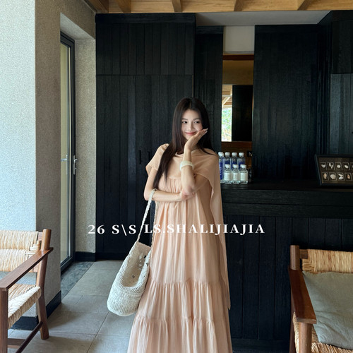 LS-26夏上新休闲优雅度假时尚连衣裙(飘带不可拆卸)23286