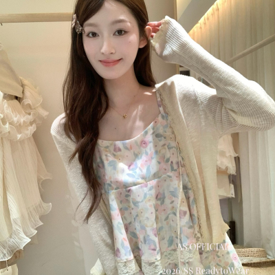 AS OFFICIAL-气感小碎花蕾丝拼接吊带背心(单卖背心无配件)28233