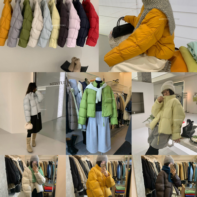 MZI STUDIO-市韩标冬季挡风锁暖立领口袋短款面包保暖羽绒服外套