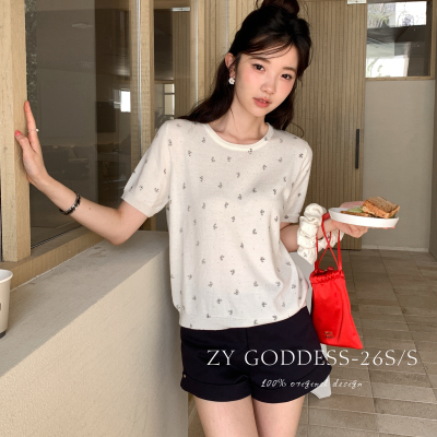 ZY GODDESS-瘦小碎花软糯莱赛尔针织衫(配发圈)（含5绵羊毛）XW32