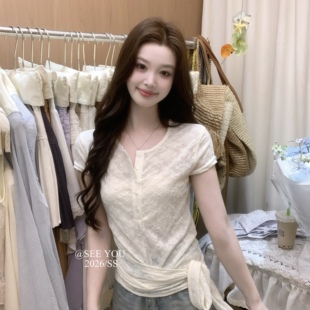 显瘦百搭上衣小衫 SEE 修身 上新肌理感气质绑带设计师款 D2657 YOU