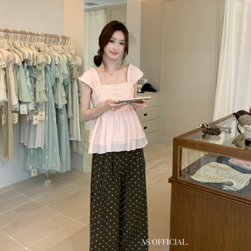 AS OFFICIAL-约会必胜法式提花设计刺绣拼接小衫(不含裤子)28301