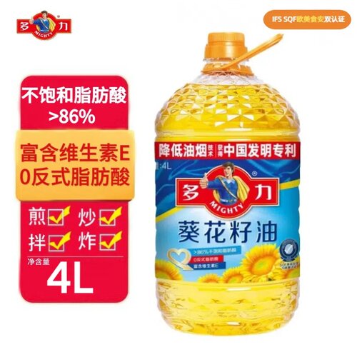 【26年2月产】多力经典葵花籽油4L/桶 炒菜凉拌家庭装爆款