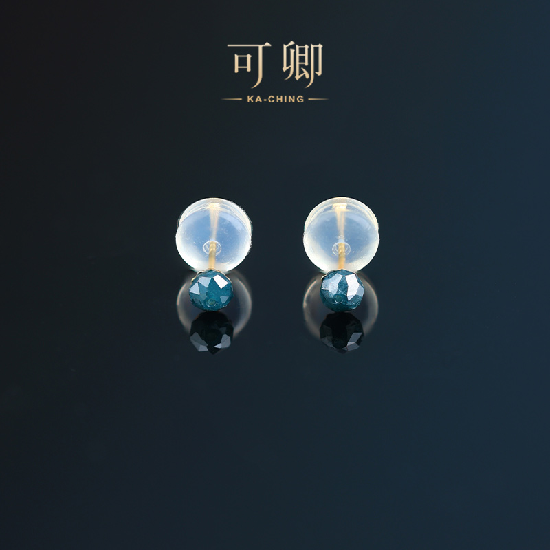 可卿珠宝蓝钻耳钉18k金通勤款