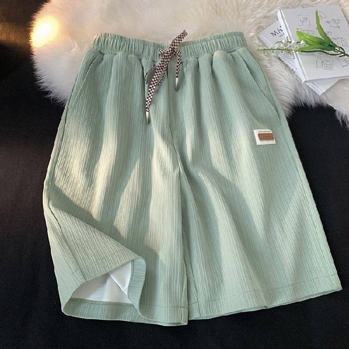 冰丝休闲运动五分短裤女夏季松紧高腰宽松百搭居家阔腿裤中裤外穿,男装,短裤,淘宝优惠券,粉丝福利购,淘宝优惠卷