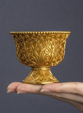 黄铜手工掐丝供水杯供佛水杯观音佛杯家用佛前水杯净水敬神碗高脚