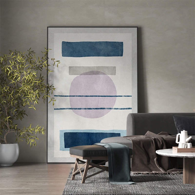 清新蓝几何极简装饰画入户玄关走廊过道挂画客厅沙发背景墙落地画图片