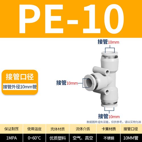 气动快插PG直通变径PU气管快速接头PE三通PY6/8/10/12mm配件大全