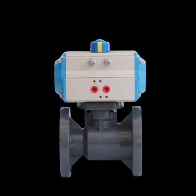 Q641F-10气动球阀UPVC工业塑料法兰阀门耐酸防腐水处理调节阀DN15