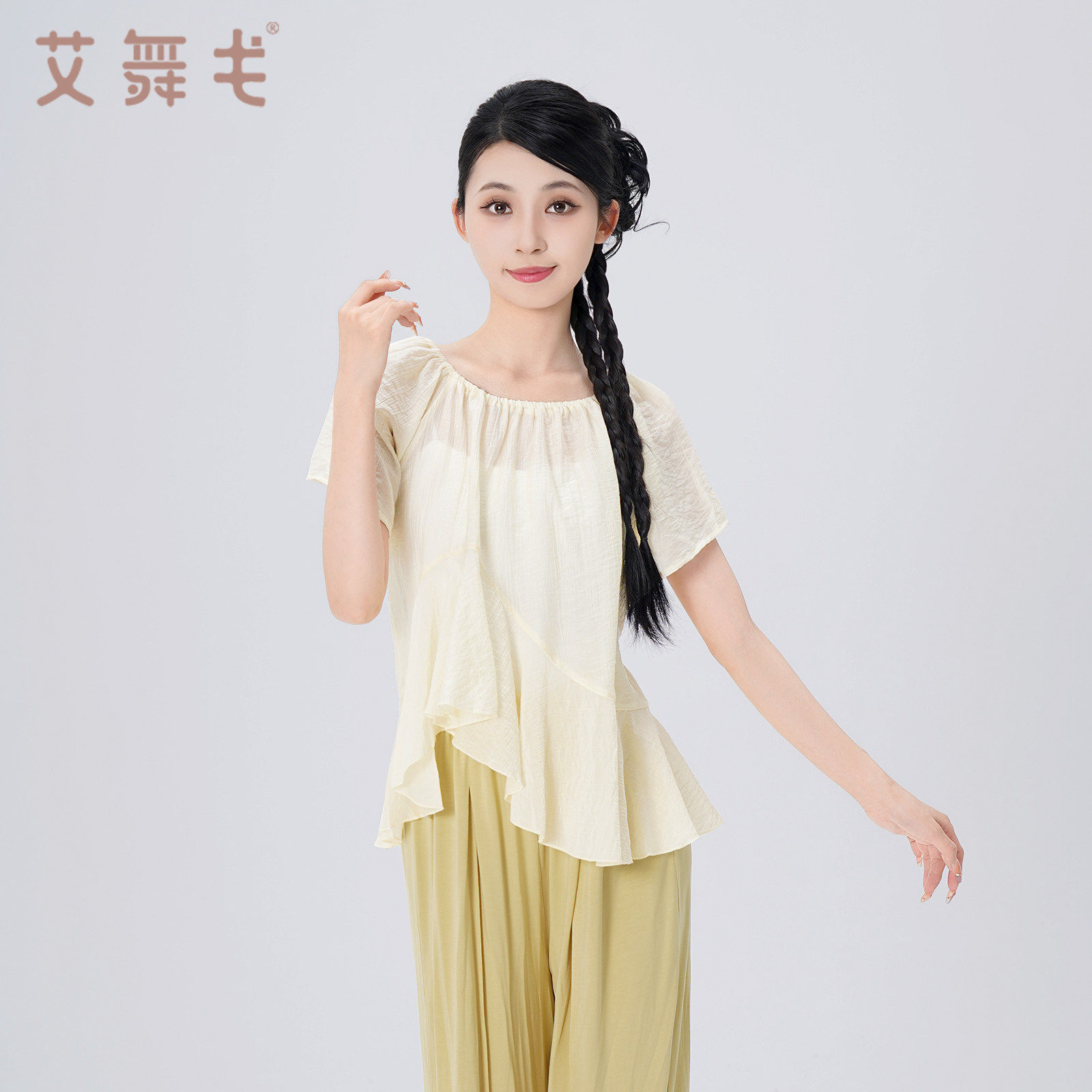 古典舞身韵短袖纱衣女夏季中国舞飘逸练功服现代舞宽松训练服上衣