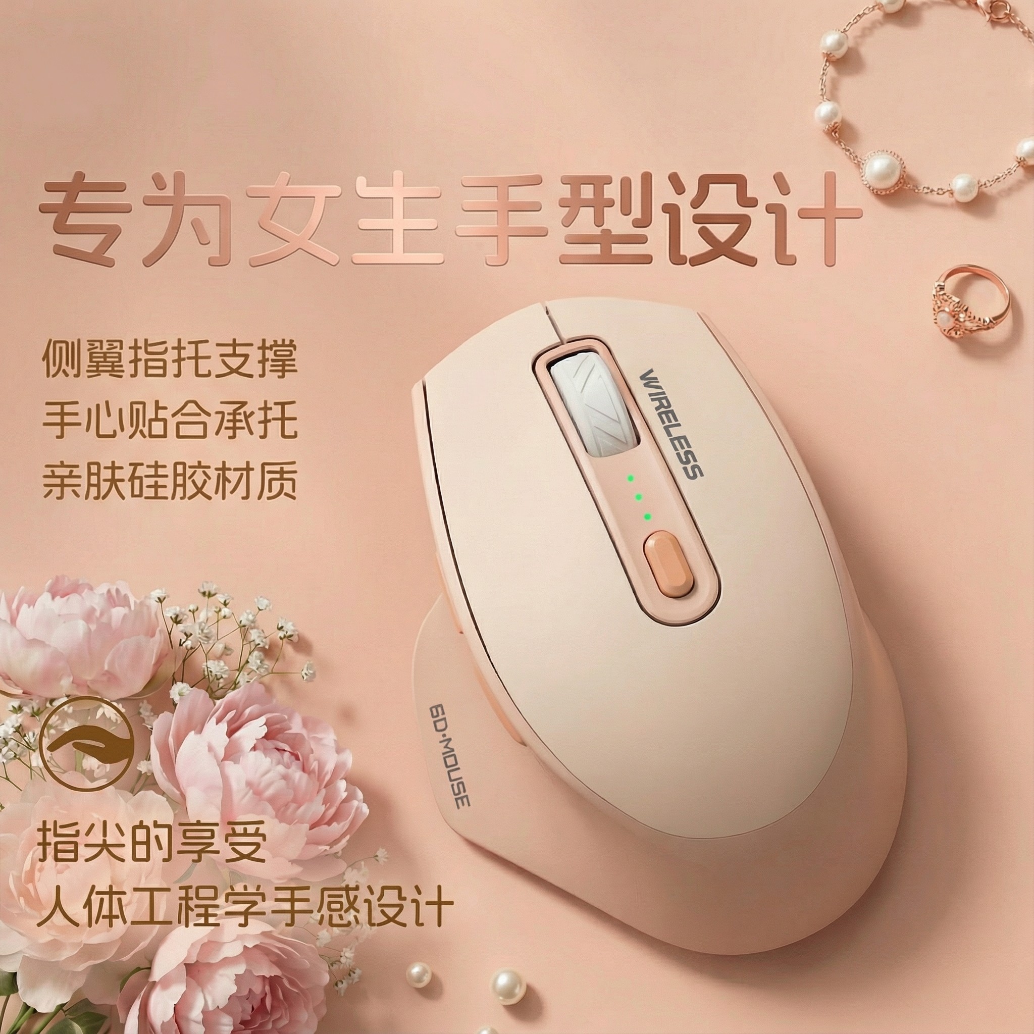 人体工学鼠标无线蓝牙有线游戏女生充电静音笔记本电脑平板Typec