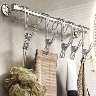 多功能夹子厨房浴室不锈钢挂钩夹子带门后挂衣服晾衣架不伤衣服