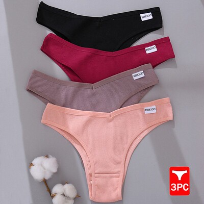 3PCS/Set Cotton Brazilian Women's Panties V Waist G-String U