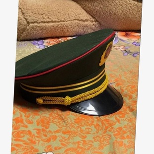老式成人军绿色大盖帽军训男女军乐队演出帽87式士官军官大檐