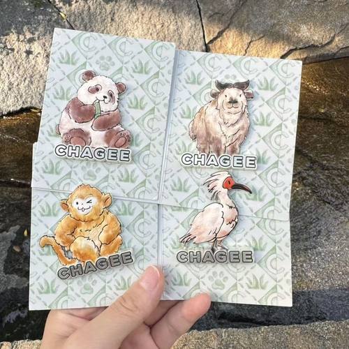 霸王茶姬宠物冰箱贴陕西限定朱鹮熊猫羚牛金丝猴爆款全新高颜值