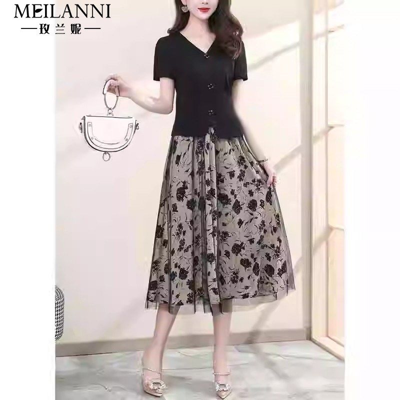 长袖连衣裙女装初春秋2024新款高档正式场合妈妈两件套裙子十三行