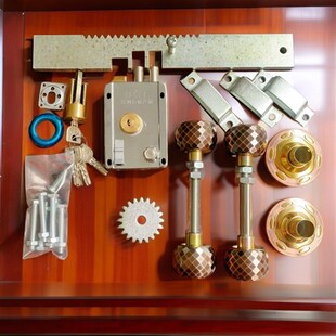 旧式双开大木门锁大门关锁齿轮齿条锁刷卡锁庭院古建大门锁老式门