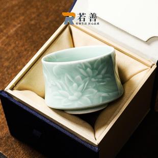 青瓷茶具家用 陶瓷茶杯大容量汝窑单个主人杯茶盏对杯品茗杯日式