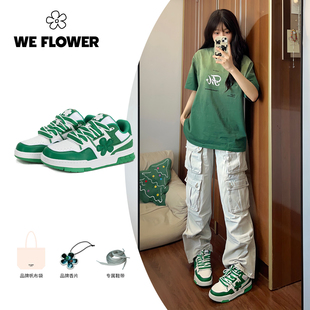 薄荷曼波板鞋 女2025春夏新款 国潮多巴胺面包鞋 男 flower小花鞋