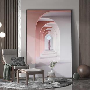 现代轻奢客厅玄关装饰画长廊尽头过道简约欧式背景墙壁竖版 挂画