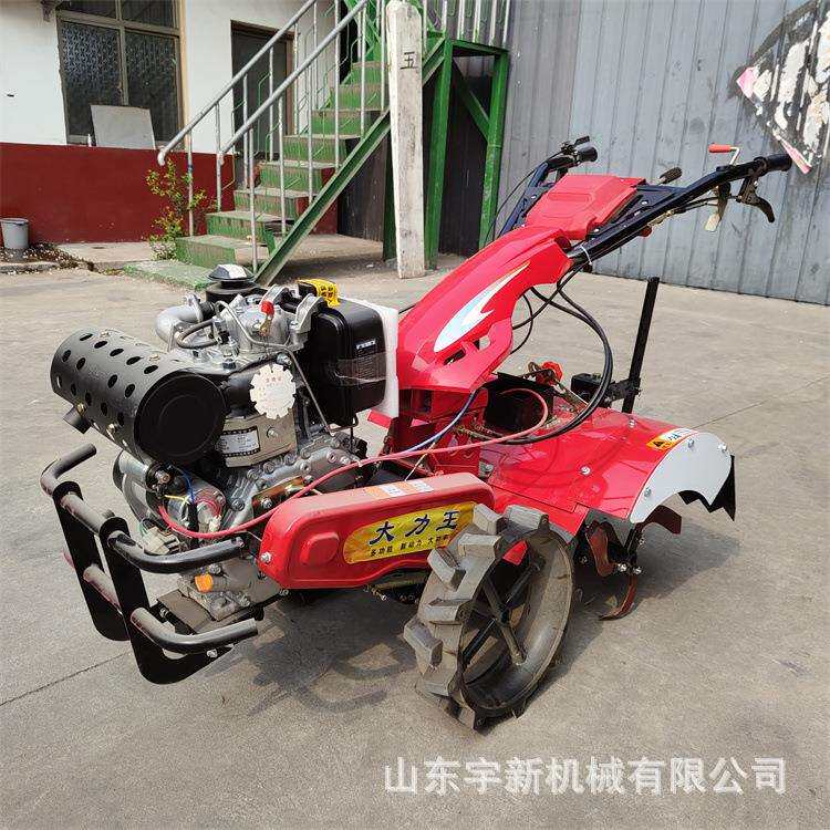 柴油电启动微耕机自走式果园旋耕机手扶四驱开沟机