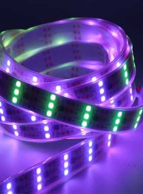 ws2811幻彩灯带 LED外控灯条 90珠每米一字型品字型三排全彩灯带