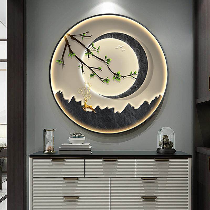 高级感玄关装饰画创意led灯画圆形挂画意式麋鹿餐厅背景入户墙画,鲜花速递/花卉仿真/绿植园艺,其它园艺用品,淘宝优惠券,粉丝福利购,淘宝优惠卷