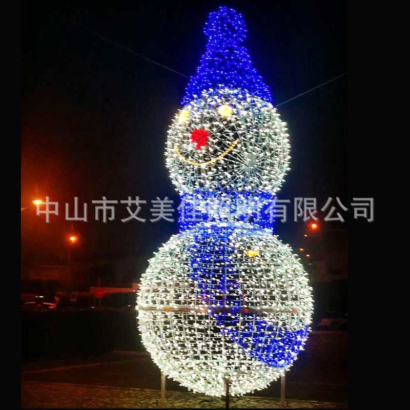 LED雪人3D立体造型 铁艺灯串定制造型灯 广场打卡文旅夜游装饰灯