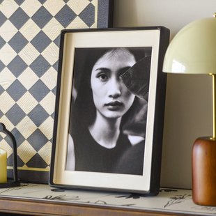 黑色加厚相框高级感打印照片a4榫卯中空木制挂墙装裱立体实木空框