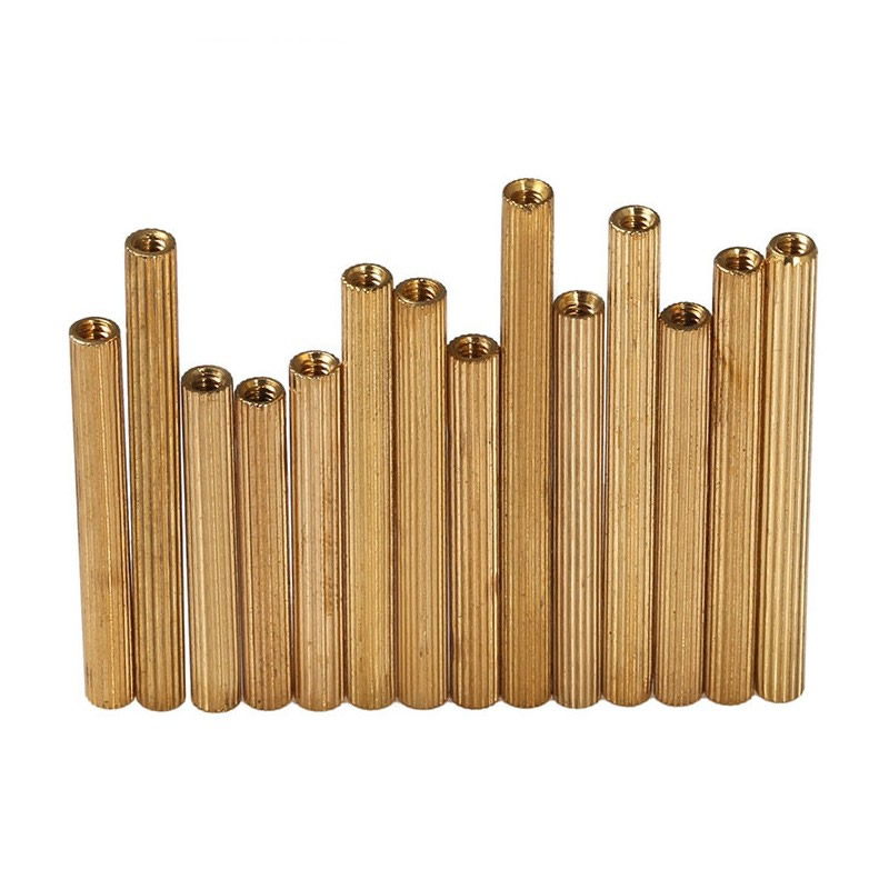 黄铜圆形隔离柱PCB板支撑柱滚花双通铜柱M2*3x6x8x10x15x20x.30x4