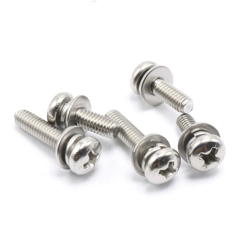 M3M4M5M6M8j厘304不锈钢圆头十字盘头三组合螺丝螺钉*x5x7x9x22x2