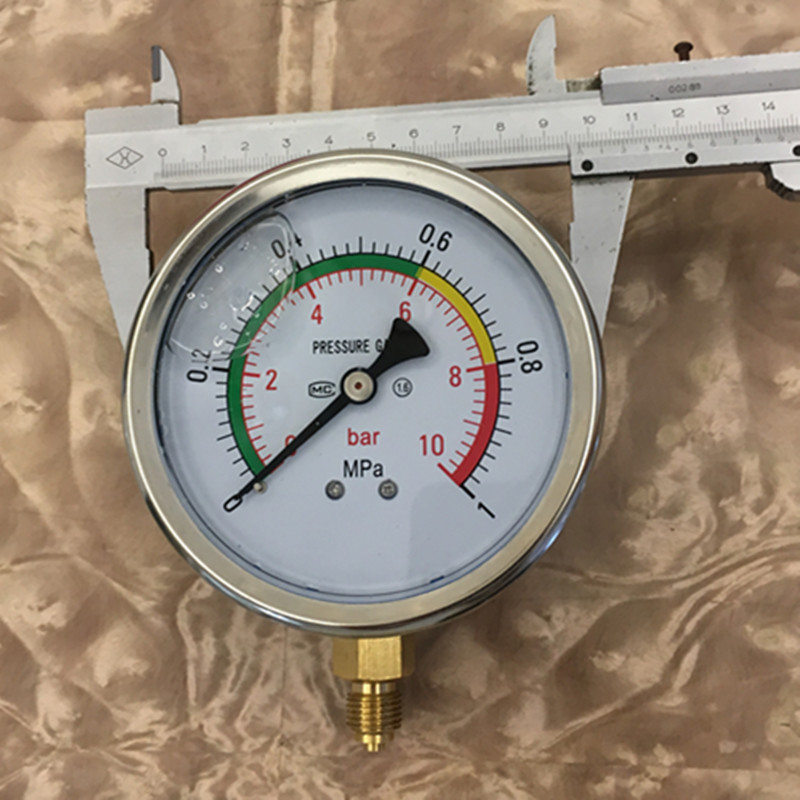 背接式1mpa轴向真空耐震压力表0.1-0.5mGpa径向三色压力表-1-0-5k
