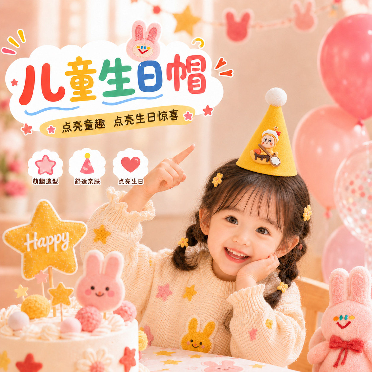 星星人儿童生日派对帽拍照神器