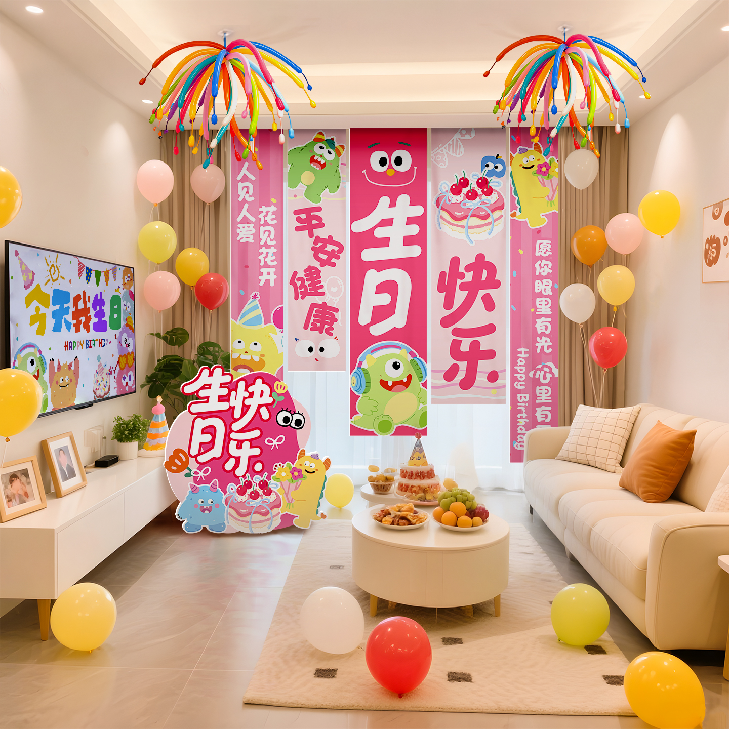 宝宝生日装饰场景布置挂布条幅