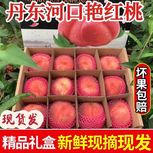 丹东艳红桃子水蜜桃应季水果精品礼盒装甜桃孕妇燕红桃现摘现发